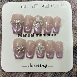 Pink and Purple Dazzling Nail Set